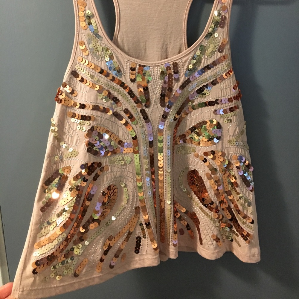 Pink sequin racer back tank top
